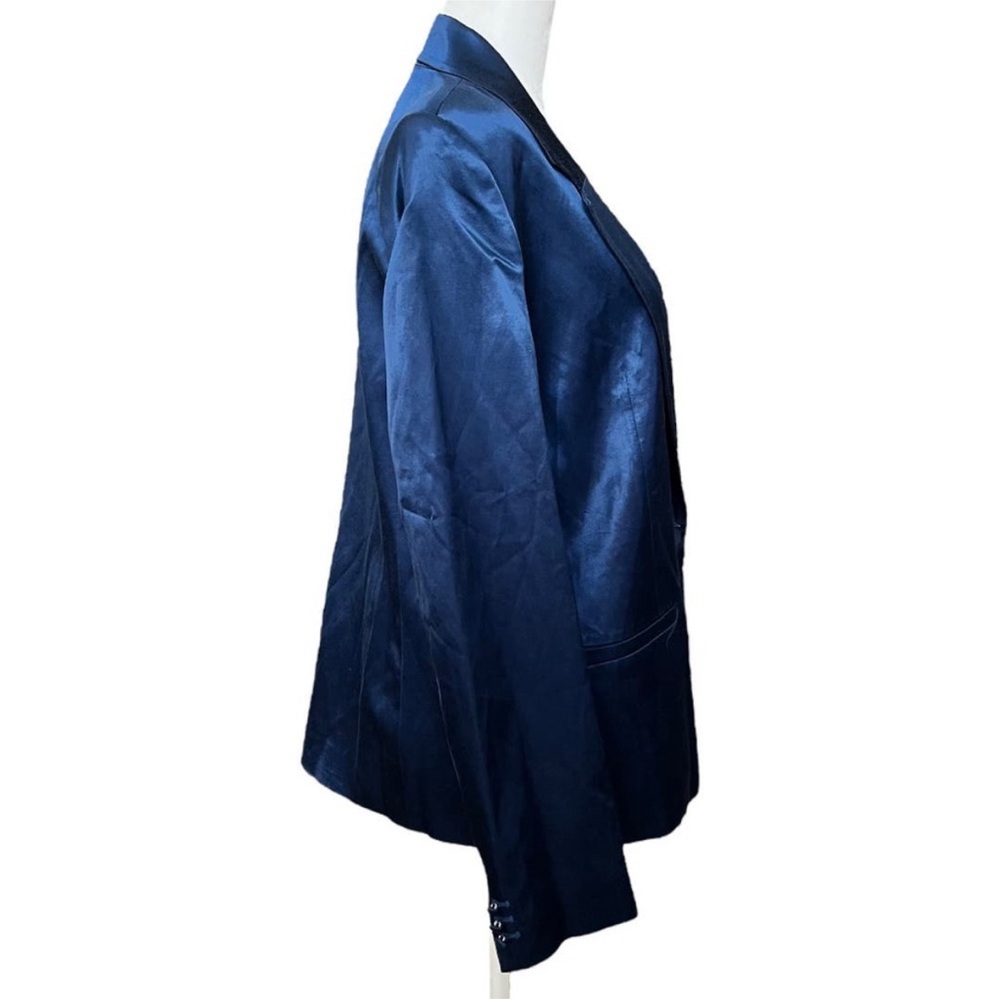 STAUD Shiny Royal Blue Satin Blazer - Picture 9 of 12